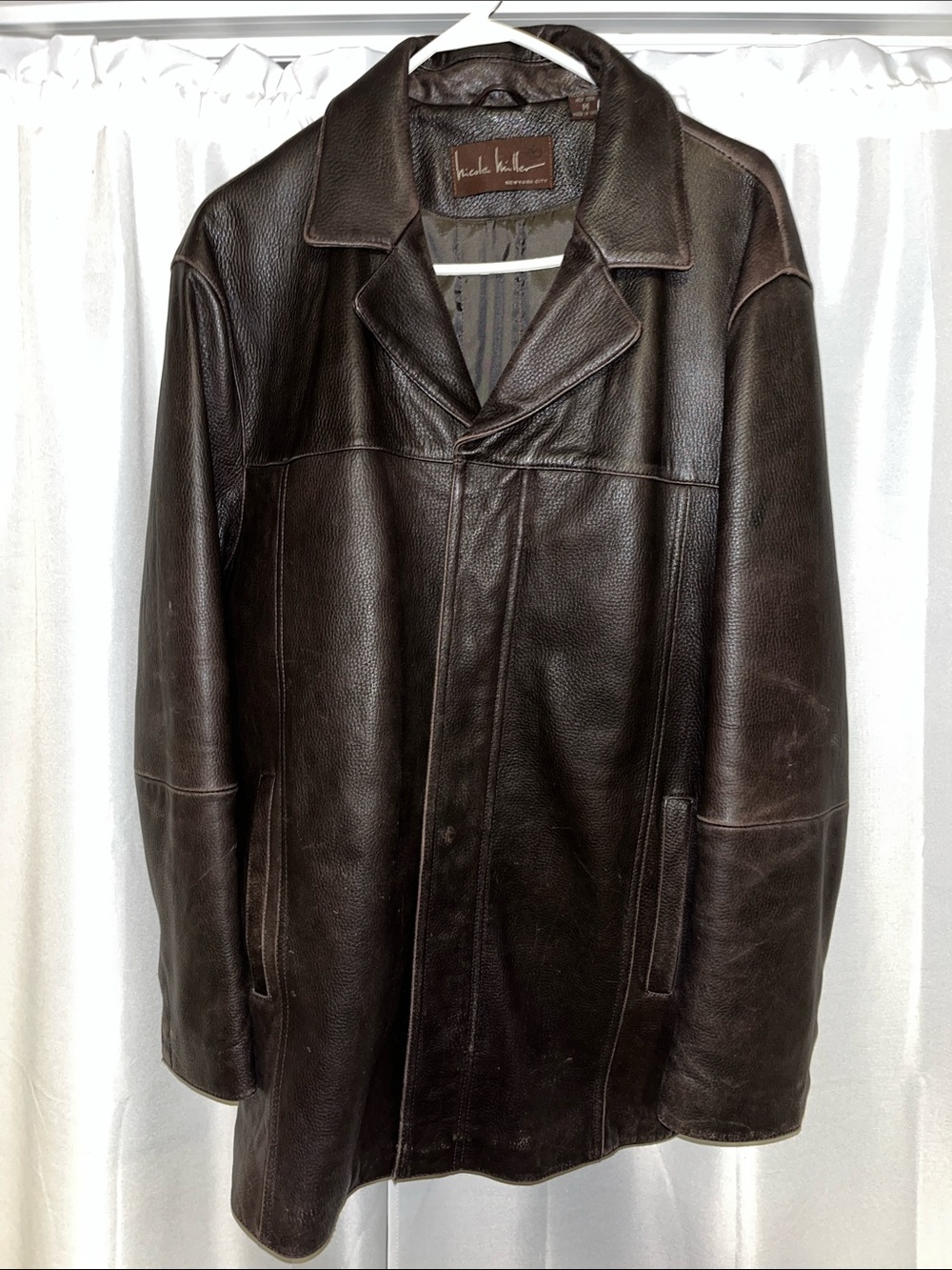 Nicole Miller Dark Brown Leather Trench Coat